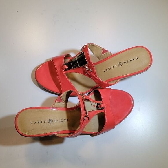 KAREN SCOTT WEDGE STYLE OPEN TOE SLIP-ON WOMEN"S SANDAL - Picture 9 of 15